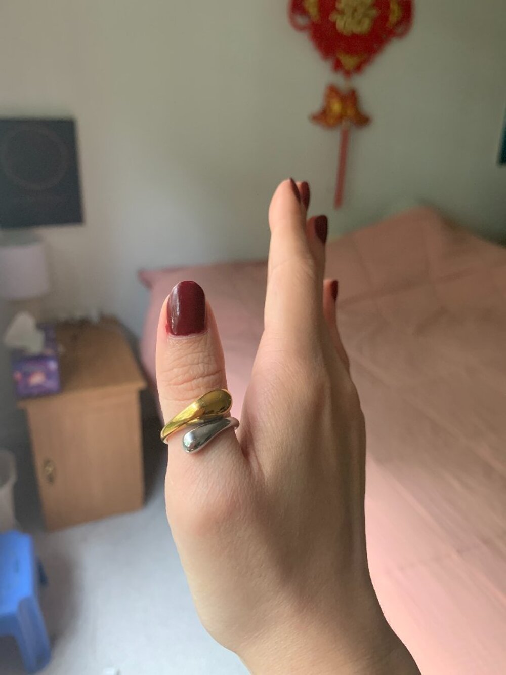 Silver and Gold Adjustable Statement Ring